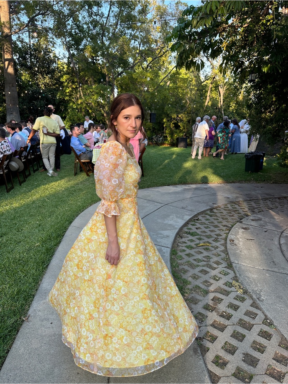 Vintage Yellow Floral Maxi Dress - Picture 15 of 15